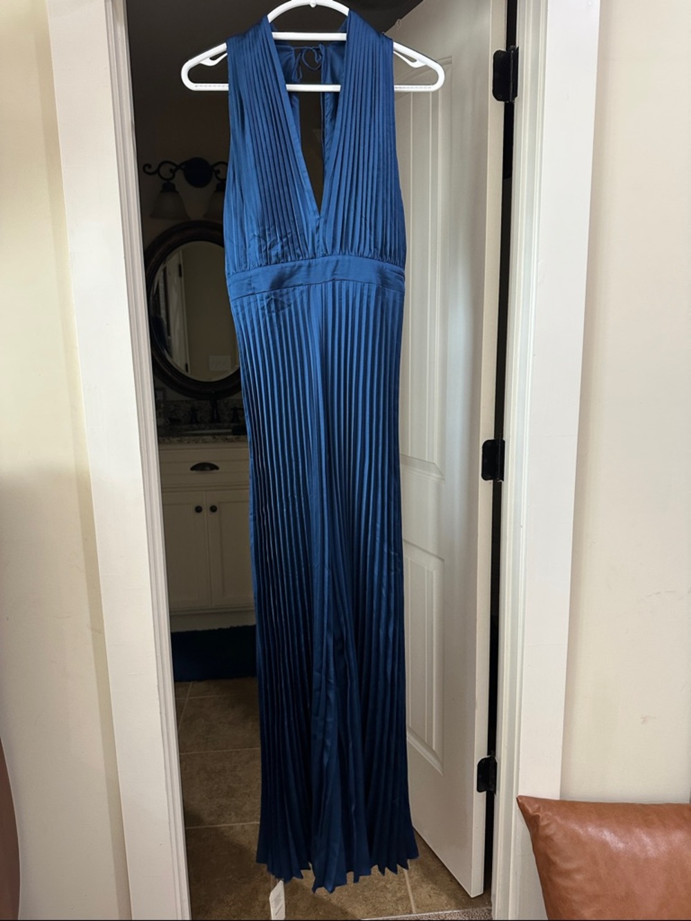 * NWT Abercrombie and Fitch Giselle Pleated Jumpsuit- Blue- Size Medium
